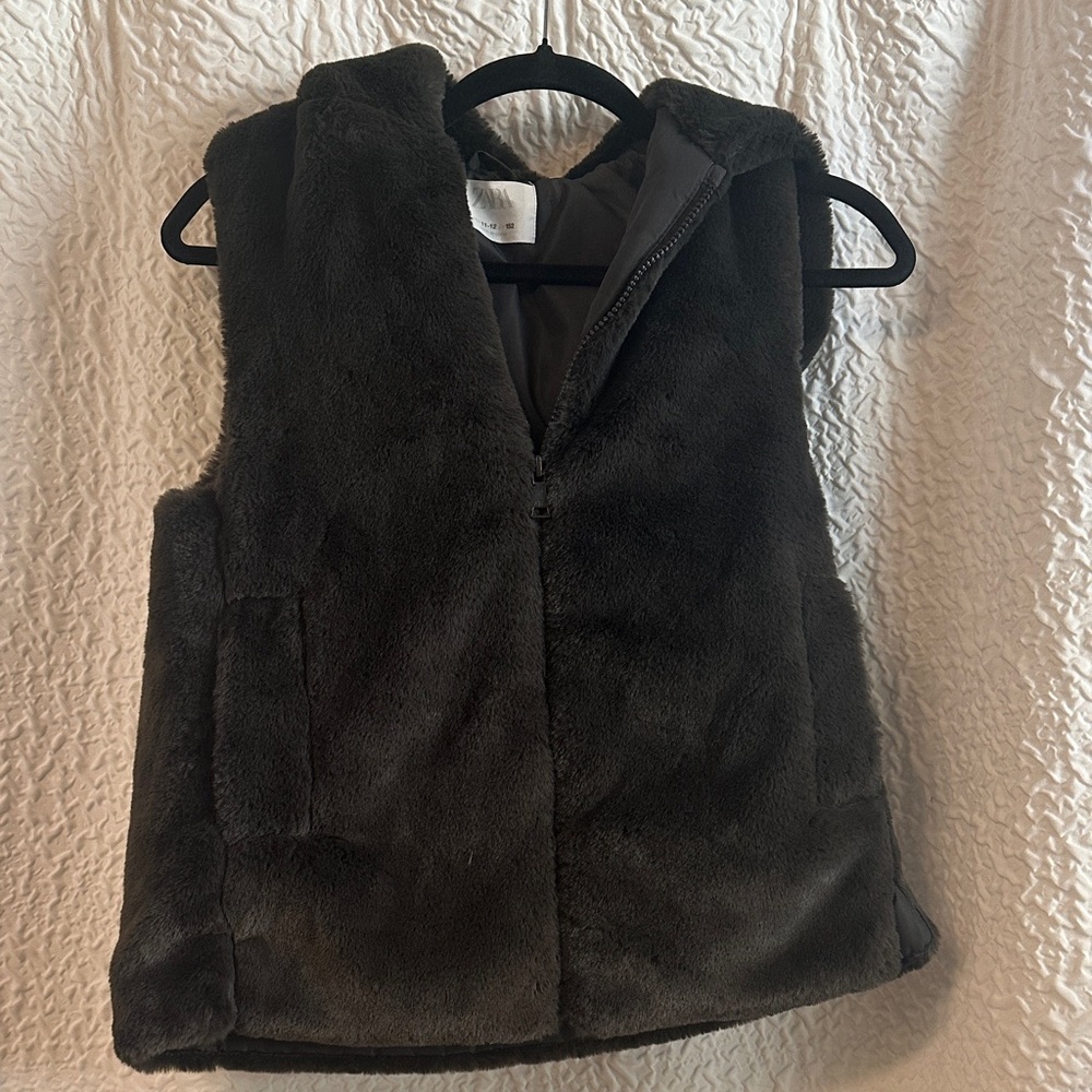 Zara Kids Plush Vest - Dark Gray